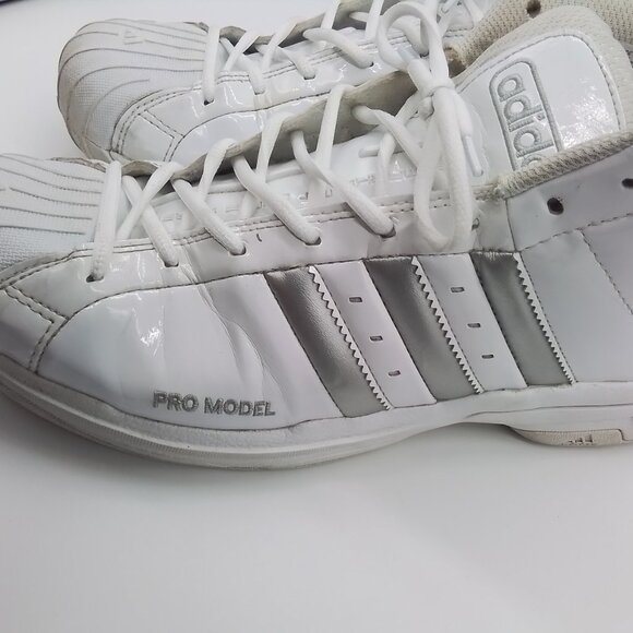 ADIDAS PRO MODEL 2G TEAM WHIITE & SILVER BASKETBALL HIGHTOP SHOE SIZE 14 - Picture 3 of 5